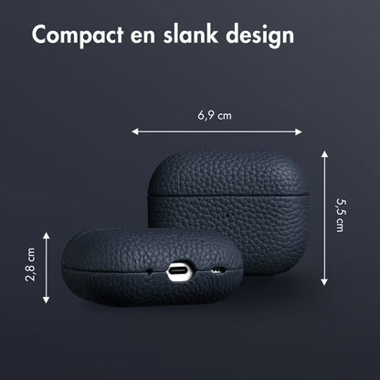 Accezz Echt Leren Case voor de Apple AirPods Pro 2 - Donkerblauw