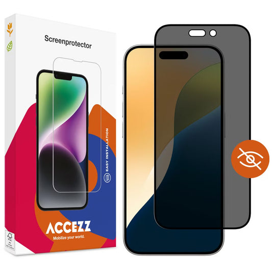 Accezz Gehard Glas Privacy Screenprotector voor de Apple iPhone 16 Pro