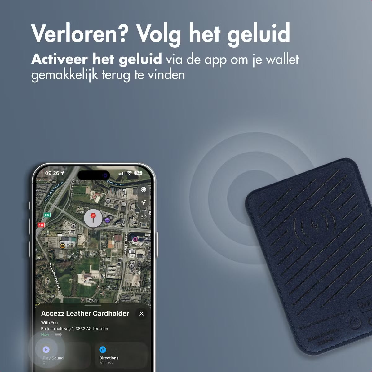 Accezz Magnetische Leren Kaarthouder - Geschikt voor Apple Find My - Nightfall Blue