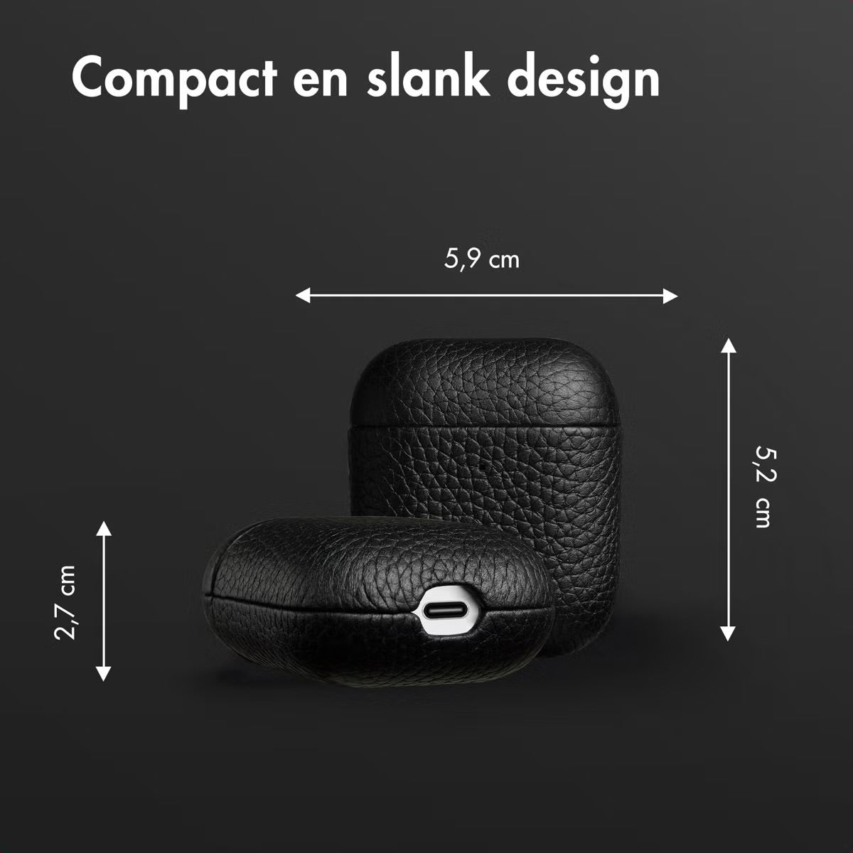 Accezz Echt Leren Case voor de Apple AirPods 1 / 2 - Zwart