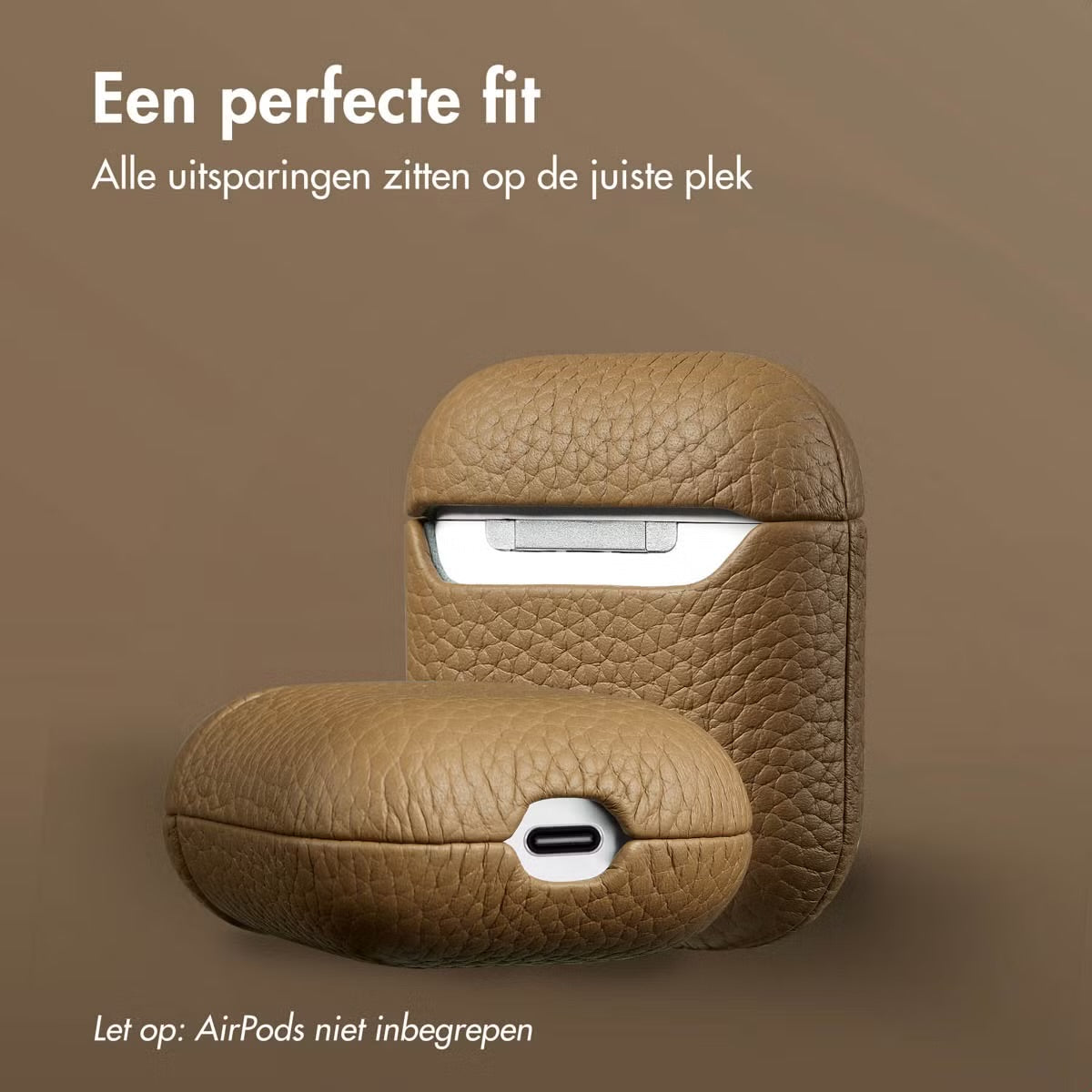 Accezz Echt Leren Case voor de Apple AirPods 1 / 2 - Taupe
