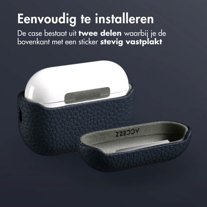 Accezz Echt Leren Case voor de Apple AirPods Pro 2 - Donkerblauw