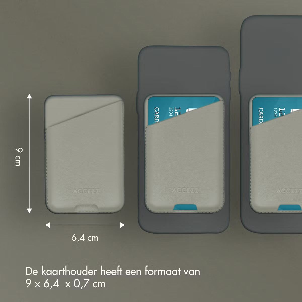Accezz Leather Cardholder MagSafe - Kaarthouder met MagSafe - Light Grey