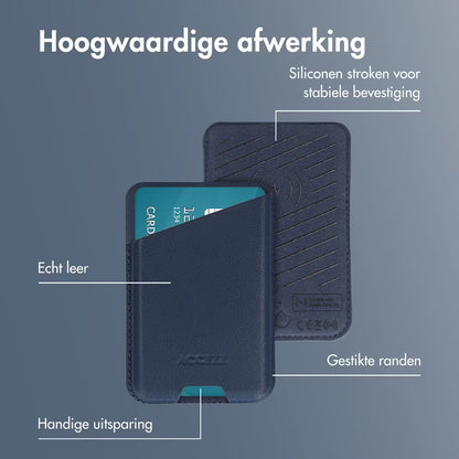 Accezz Magnetische Leren Kaarthouder - Geschikt voor Apple Find My - Nightfall Blue
