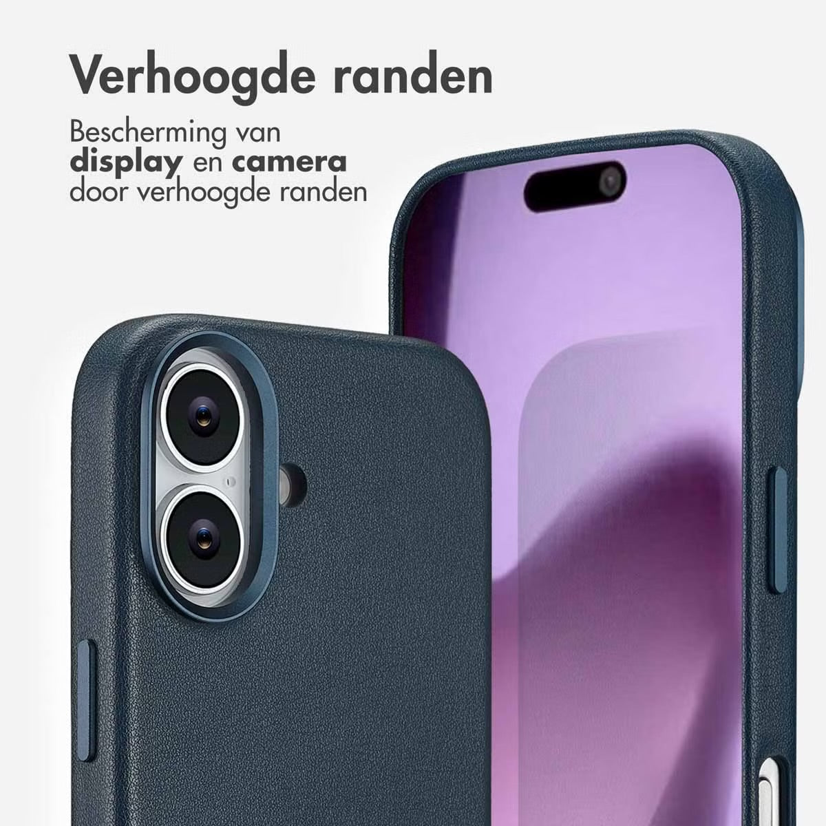 Accezz MagSafe Leather Backcover voor de Apple iPhone 17 - Nightfall Blue
