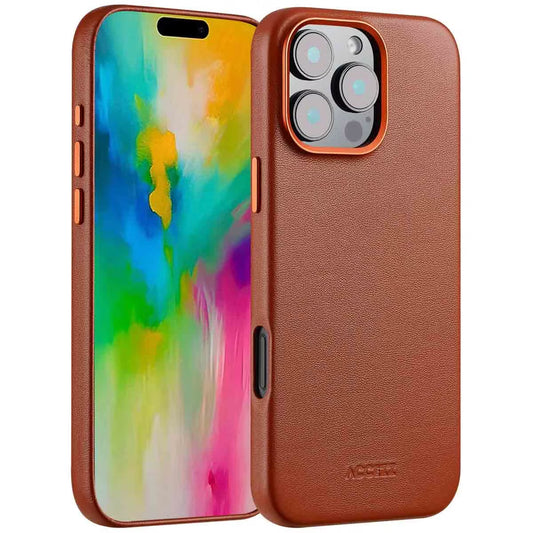 Accezz MagSafe Leather Backcover voor de Apple iPhone 16 Pro Max - Sienna Brown