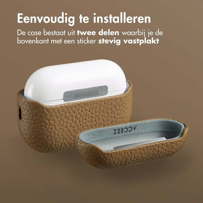 Accezz Echt Leren Case voor de Apple AirPods Pro 2 - Taupe