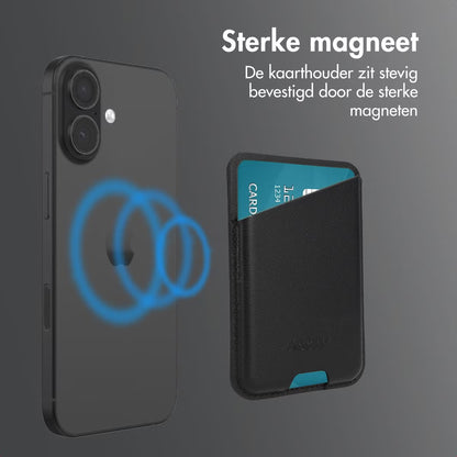 Accezz Magnetische Leren Kaarthouder - Geschikt voor Apple Find My - Onyx Black