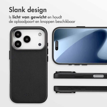 Accezz MagSafe Leather Backcover voor de Apple iPhone 17 Pro - Onyx Black