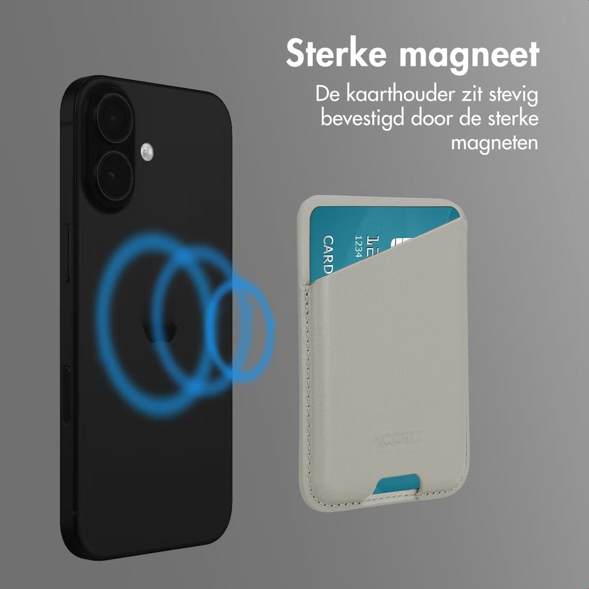 Accezz Magnetische Leren Kaarthouder - Geschikt voor Apple Find My - Light Grey