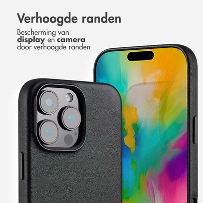 Accezz MagSafe Leather Backcover voor de Apple iPhone 16 Pro Max - Onyx Black