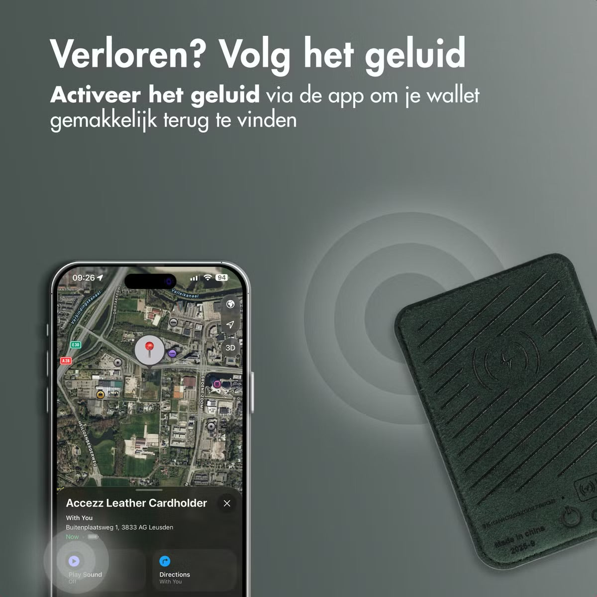 Accezz Magnetische Leren Kaarthouder - Geschikt voor Apple Find My - Cedar Green