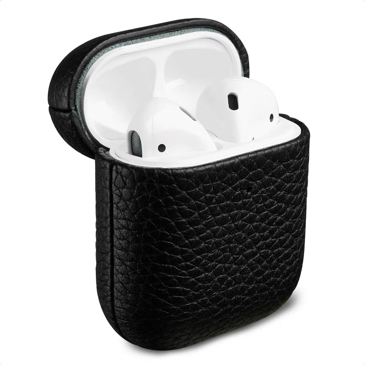 Accezz Echt Leren Case voor de Apple AirPods 1 / 2 - Zwart