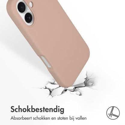 Accezz Liquid Silicone Backcover met MagSafe voor de Apple iPhone 16 - Roze