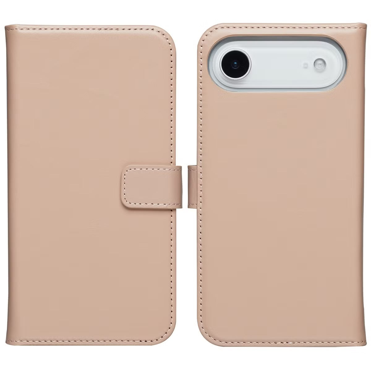 Selencia Echt Leren Bookcase voor de Apple iPhone Air - Dusty Pink