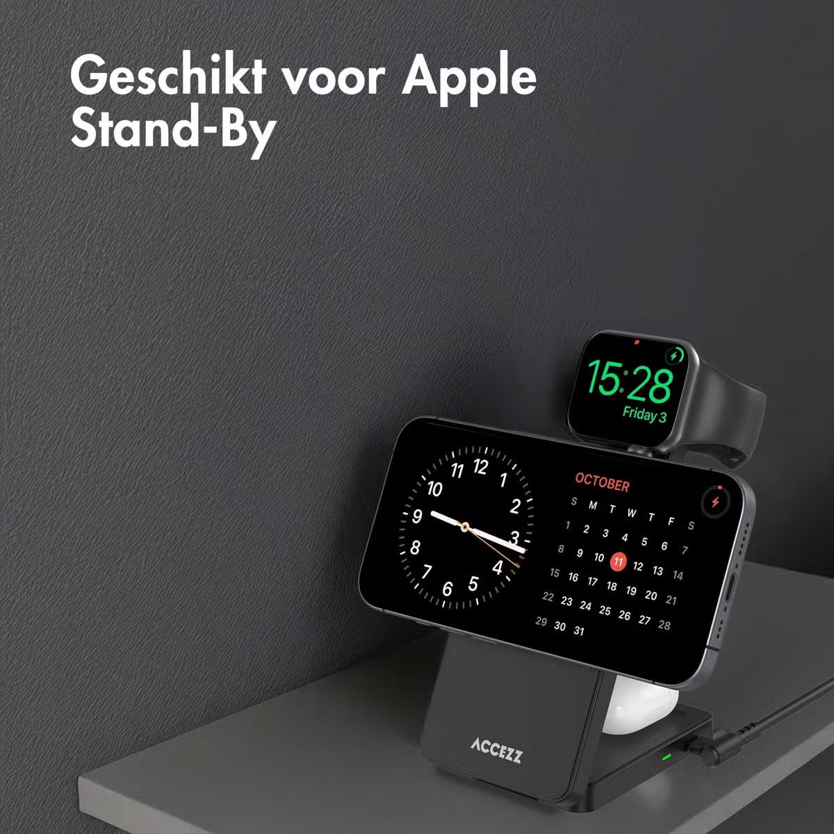 3-in-1 Opvouwbare Draadloze MagSafe Oplader - 20W - Zwart