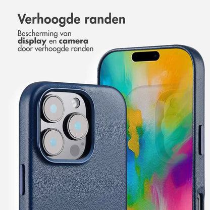 Accezz MagSafe Leather Backcover voor de Apple iPhone 16 Pro - Nightfall Blue