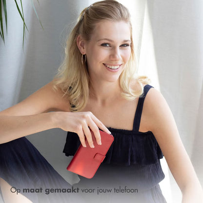 Selencia Echt Leren Bookcase voor de Apple iPhone 17 Pro - Rood