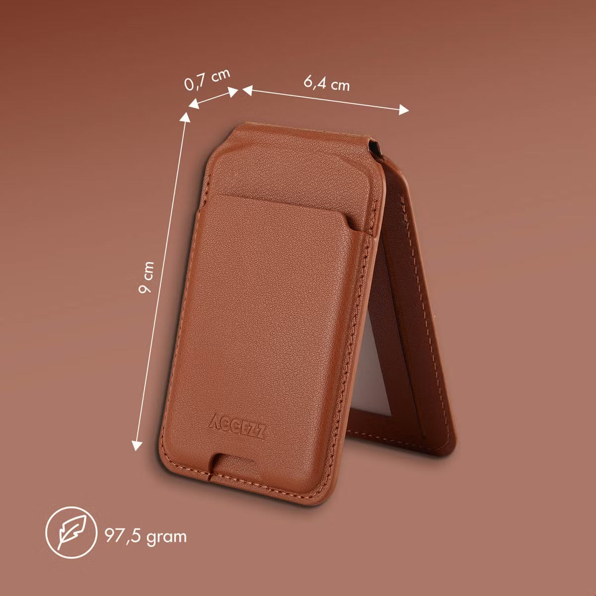 Accezz Leren Wallet met standaard voor MagSafe - Sienna Brown