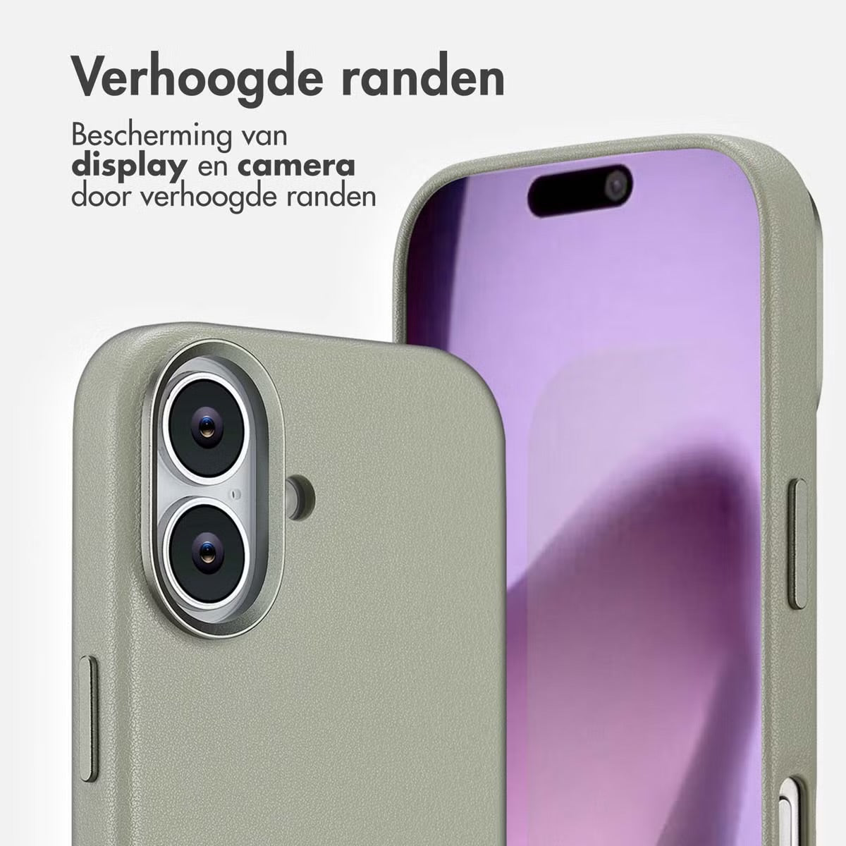 Accezz MagSafe Leather Backcover voor de Apple iPhone 17 - Lichtgrijs