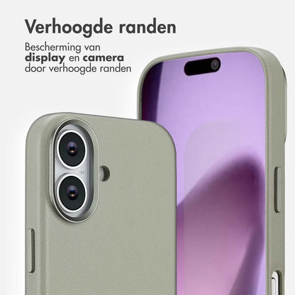 Accezz MagSafe Leather Backcover voor de Apple iPhone 17 - Lichtgrijs