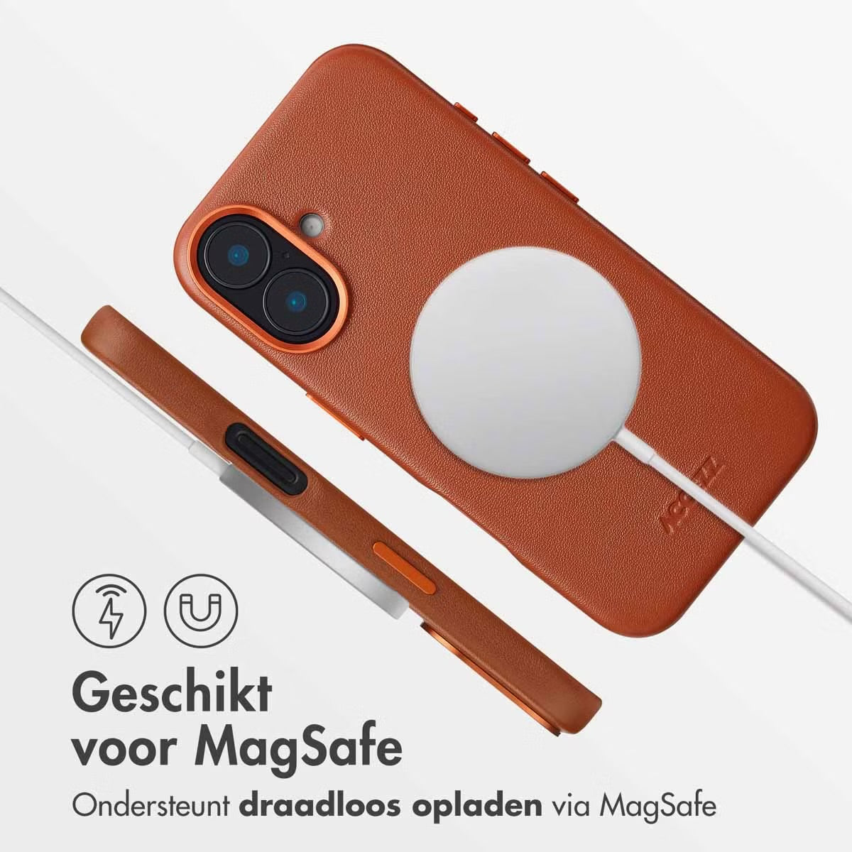 Accezz MagSafe Leather Backcover voor de Apple iPhone 16 - Sienna Brown