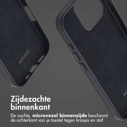 Accezz MagSafe Leather Backcover voor de Apple iPhone 16 Pro - Onyx Black