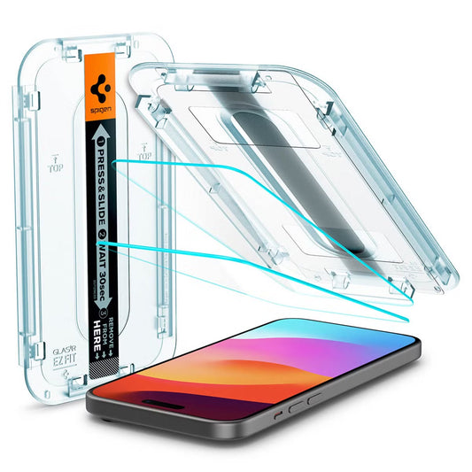 Spigen GLAStR EZ Fit Screenprotector + Applicator 2-pack voor de Apple iPhone 16 / 15