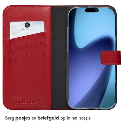 Selencia Echt Leren Bookcase voor de Apple iPhone Air - Rood