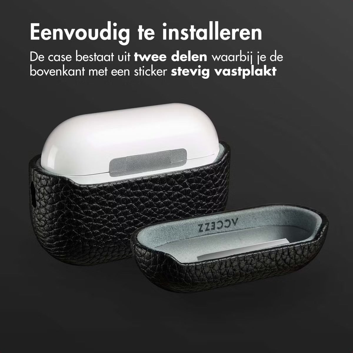 Accezz Echt Leren Case voor de Apple AirPods Pro 2 - Zwart