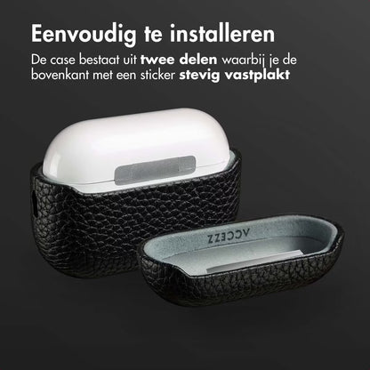 Accezz Echt Leren Case voor de Apple AirPods Pro 2 - Zwart