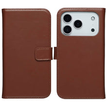 Selencia Echt Leren Bookcase voor de Apple iPhone 17 Pro - Lichtbruin