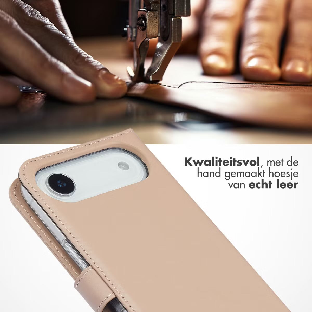 Selencia Echt Leren Bookcase voor de Apple iPhone Air - Dusty Pink