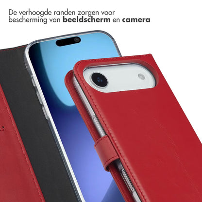 Selencia Echt Leren Bookcase voor de Apple iPhone Air - Rood