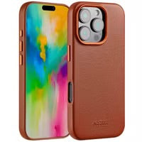 Accezz MagSafe Leather Backcover voor de Apple iPhone 16 Pro - Sienna Brown
