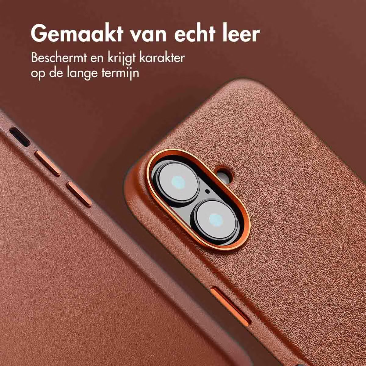 Accezz MagSafe Leather Backcover voor de Apple iPhone 16 - Sienna Brown
