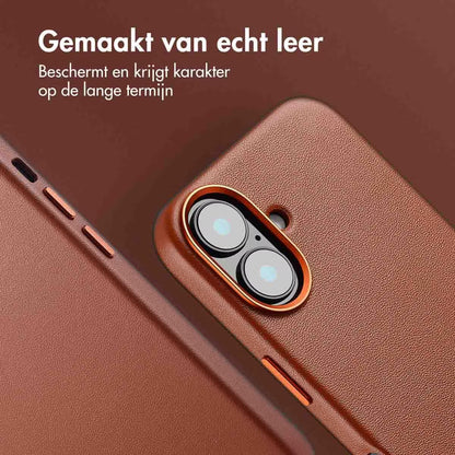 Accezz MagSafe Leather Backcover voor de Apple iPhone 16 - Sienna Brown