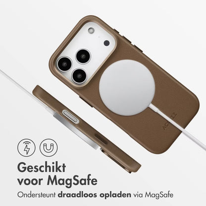 Accezz MagSafe Leather Backcover voor de Apple iPhone 17 Pro - Coffee