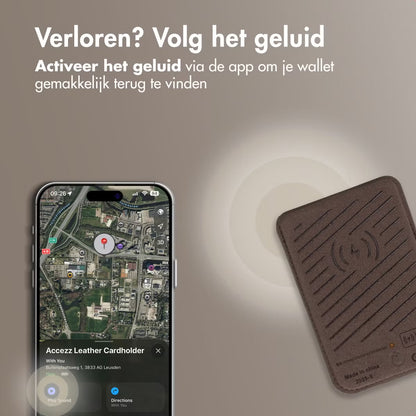 Accezz Magnetische Leren Kaarthouder - Geschikt voor Apple Find My - Coffee Brown