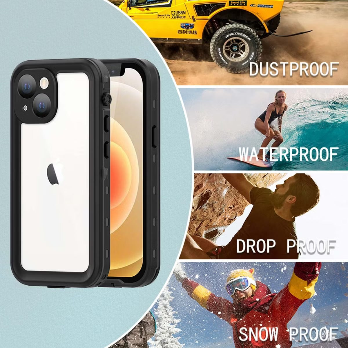 Redpepper Dot Plus Waterproof Backcover voor de Apple iPhone 13 Mini - Zwart
