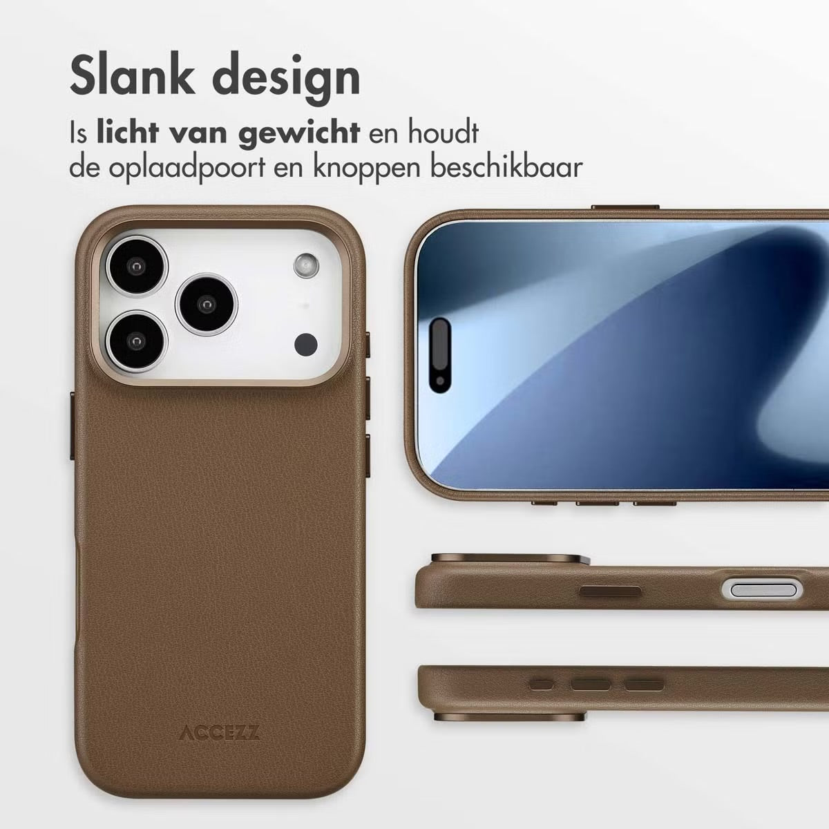 Accezz MagSafe Leather Backcover voor de Apple iPhone 17 Pro - Coffee