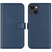 Selencia Echt Leren Bookcase voor de iPhone 13 - Blauw