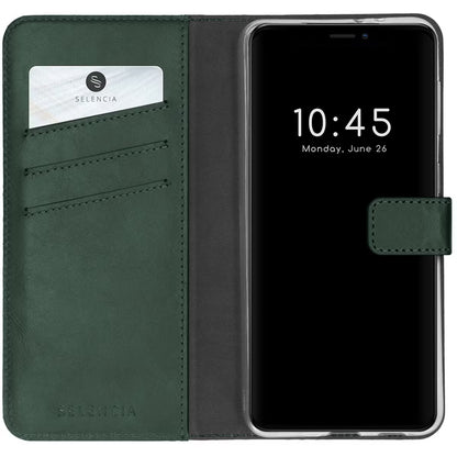 Selencia Echt Leren Bookcase voor de iPhone 13 - Groen