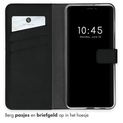Selencia Echt Leren Bookcase voor de iPhone 13 - Zwart