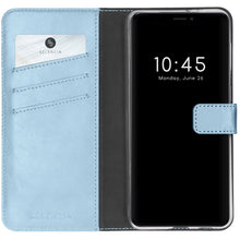 Selencia Echt Leren Bookcase voor de iPhone 13 Mini - Lichtblauw