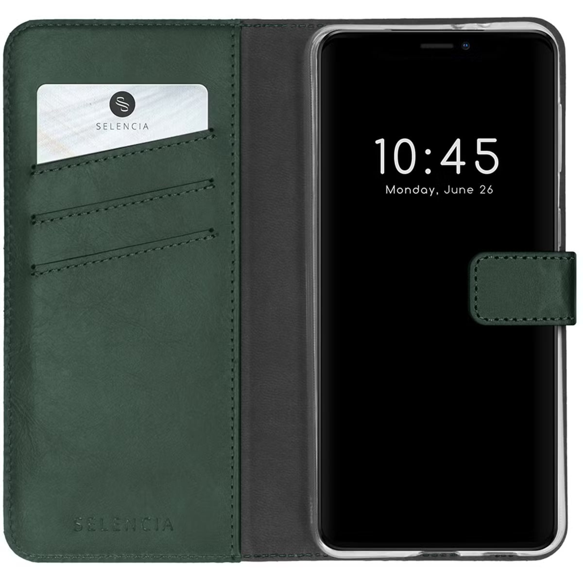 Selencia Echt Leren Bookcase voor de iPhone 13 Mini - Groen
