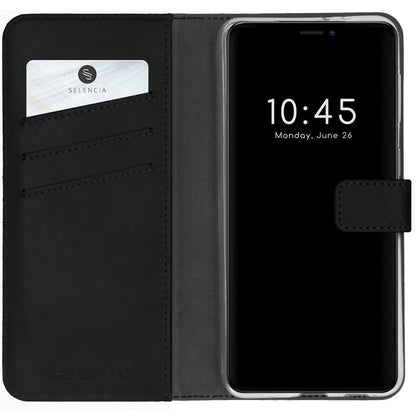 Selencia Echt Leren Bookcase voor de iPhone 13 Mini - Zwart