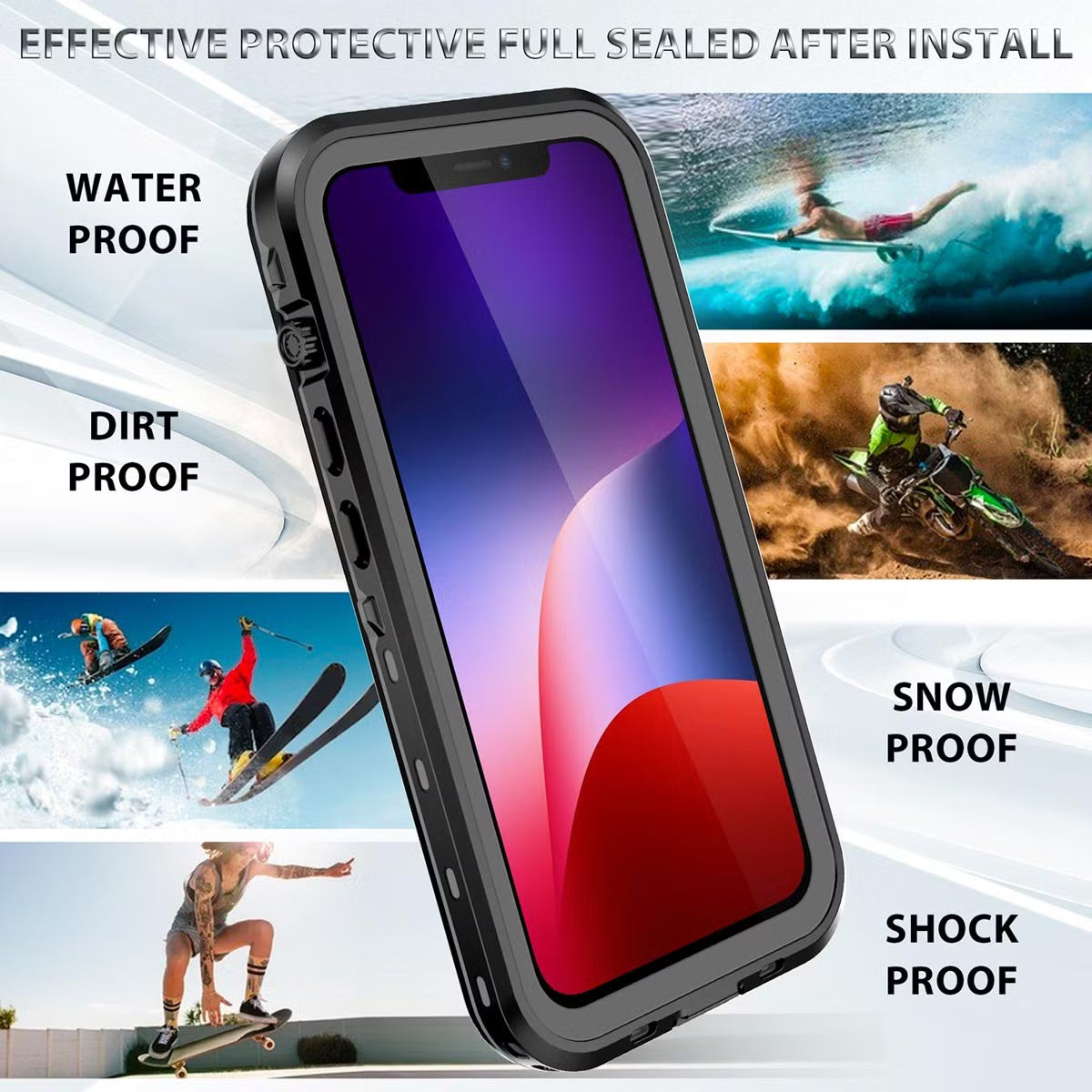 Redpepper Dot Plus Waterproof Backcover voor de Apple iPhone 13 - Zwart