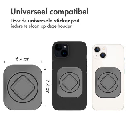 Accezz EasyLock telefoonhouder fiets - inclusief hoesje voor de Apple iPhone 15 - Aluminium - 360 graden draaibaar - Zwart
