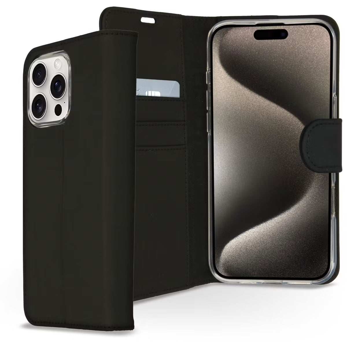Accezz Wallet Softcase Bookcase voor de Apple iPhone 16 Pro - Zwart